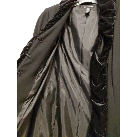 INC International Concepts Jacket Velvet Ruffle Trim Vampire Goth Black Med - Picture 11 of 11